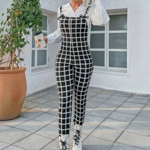 Plaid Knot Front Overall Jumpsuit